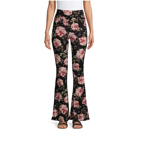 No Boundaries Pants - No Boundaries Floral Print Juniors Stretch Flare Pants Size Large